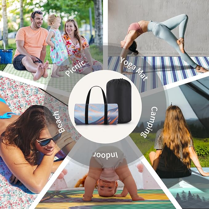 60x80'' Picnic Blankets Extra Large Waterproof Sand Repellent Packable Outdoor Beach Park Grass Stadium Meditation Mat Summer Campers Backpack Gadgets Rv Vacation Organization Gifts for Couple
