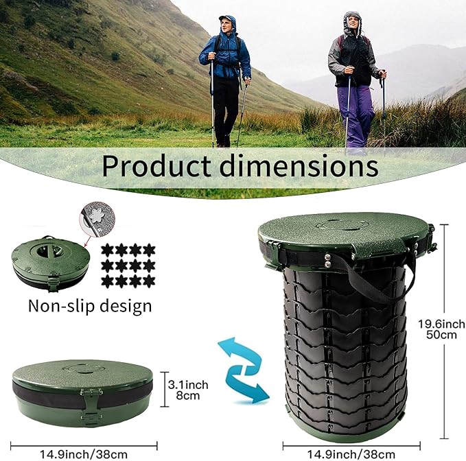 Portable Toilet for Camping Portable Folding Toilet with Carry Bag, Retractable Travel Toilet Foldable Stool Camping Toilet for Adults Kids, Height Adjustable & Sturdy Capacity 880 Lbs