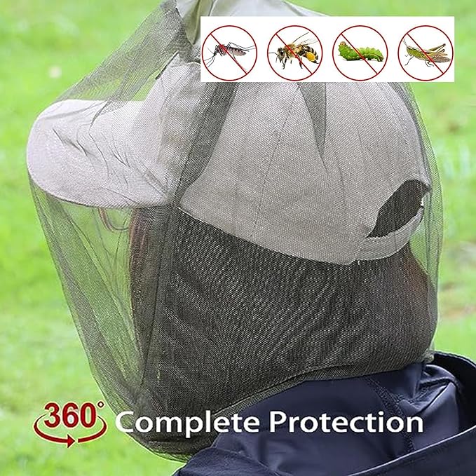 2 Pcs Mosquito Head Net,Removable Mosquito Head Net for Outdoors,Mosquito Hat Mask Head Cover for Camping Hiking Fishing Climbing Protecting from Bee Mosquito Gnats