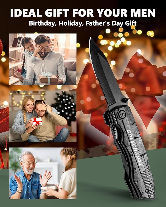 12-IN-1 Multitool with Pocket Knife, Screwdrivers, Pliers, Bottle Opener, Can Opener, with Safety Locking, Nylon Sheath - Father's Day Gift, Gift for Him Men Husband Boyfriend