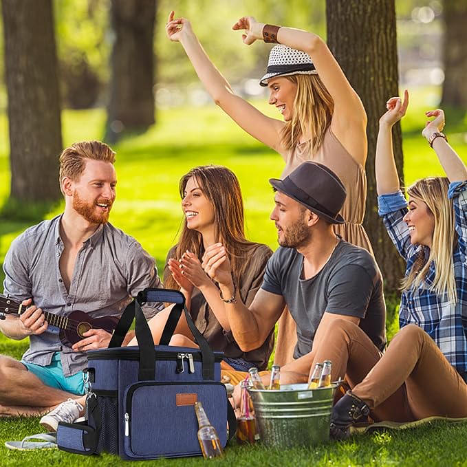 Femuar Lunch Bags for Women/Men, Insulated Lunch Bag for Work Office Picnic - Large Lunch Cooler Bag Leakproof Lunch Box with Adjustable Shoulder Strap for Adults - Blue(15L)