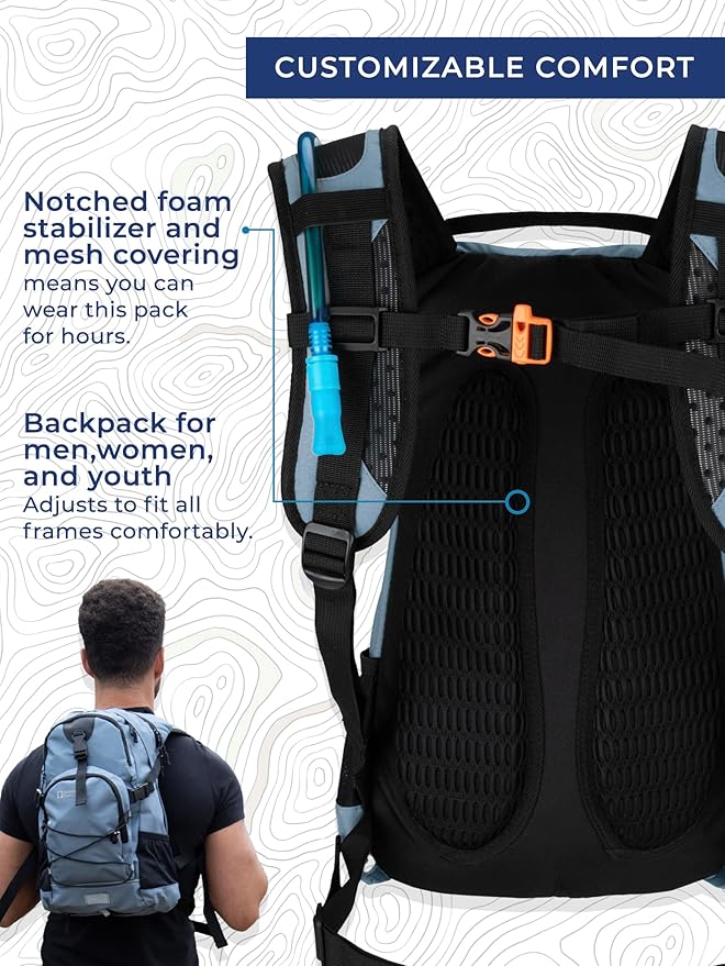 18L Hydration Backpack with 2 Liter Hydro Water Bladder Bag, Lightweight Daypack for Cycling, Hiking, Running, Climbing, for Men Women Kids