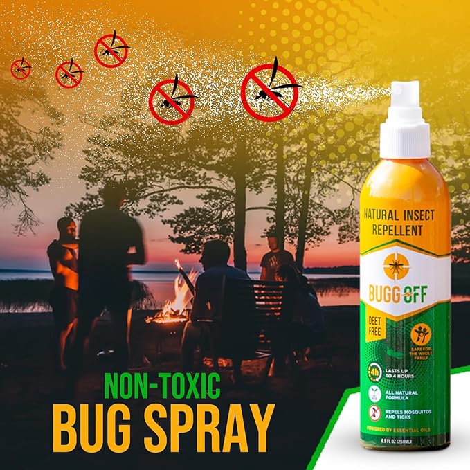 Natrual Mosquito, Gnats & Tick Spray Repellent, 8.5 FL OZ (250ml) Deet Free, Made with Essential Oils, Lasts up to 4 Hours Original (1, 8.5Oz)