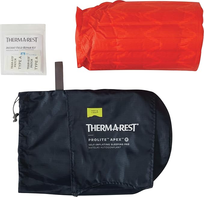 Therm-a-Rest Prolite Apex Self-Inflating Camping and Backpacking Sleeping Pad, Regular Wide - 25 x 72 Inches, Heat Wave