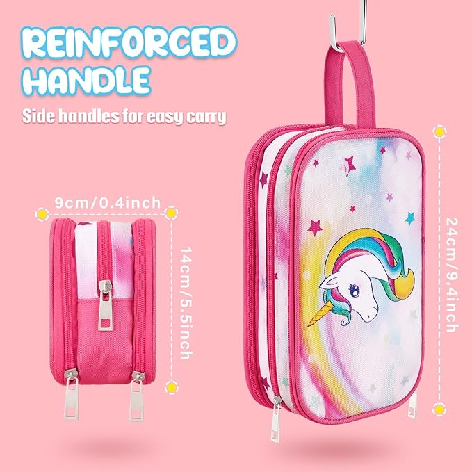 WAWSAM Toiletry Bag for Girls - Kids Toiletry Bag Christmas Birthday Gift Camping Travel Toiletry Case Toiletries Makeup Cosmetic Pouch Pink Water-resistant Wash Bag Dopp Kit with Mesh Pocket