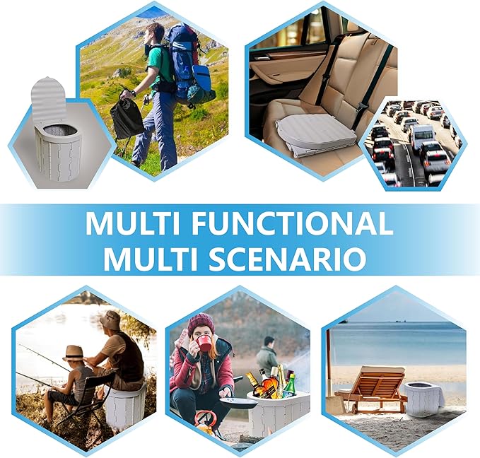 Portable Toilet for Adults,Extra Large Camping Toilets Portable with Lid, Folding Portable Toilet for Camping, Portable Potty for Adults with Trash Bag, Foldable Outdoor Toilet