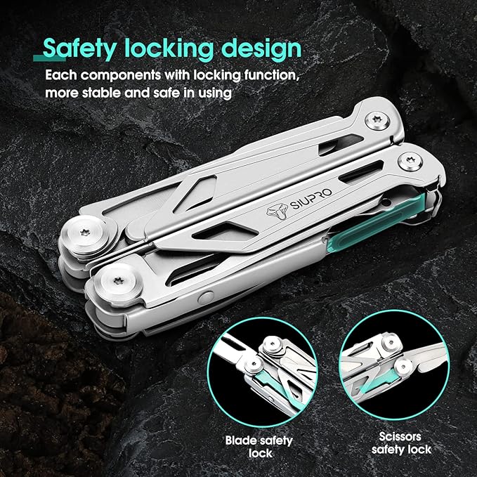 Multitool Pocket Knife for Men, Tactical Multi Tool With Scissors, Saw, Survival Folding Pliers with Replaceable Wire Cutters for Camping, Outdoor, Gifts Ideas, SD-10