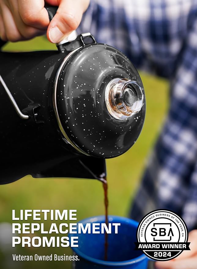 COLETTI Classic Percolator Coffee Pot — Camping Coffee Percolator, Campfire Coffee Pot – Camping Percolator for Groups — Brew for the Whole Campsite (Black, 18 Cup)