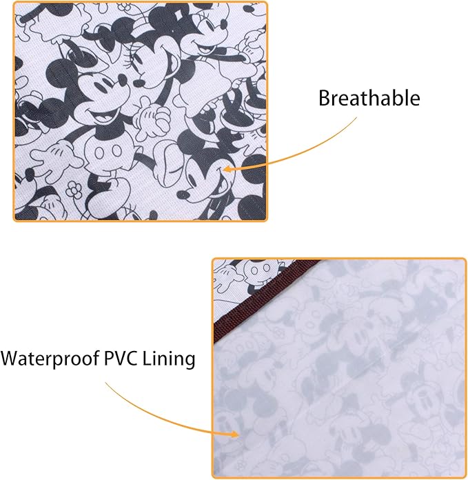 FINEX Mickey Mouse and Minnie Mouse Picnic Blanket Mat for Camping Hiking Outdoor Concert Travel Large Foldable Portable Reusable Black & White