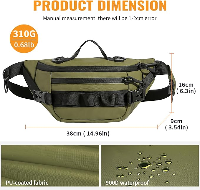 CamGo Tactical Fanny Pack for Men Women Military Waist Bag Molle Utility Hip Belt Pouch Crossbody Bags Bumbag for Cycling Hiking Walking Fishing Army Green