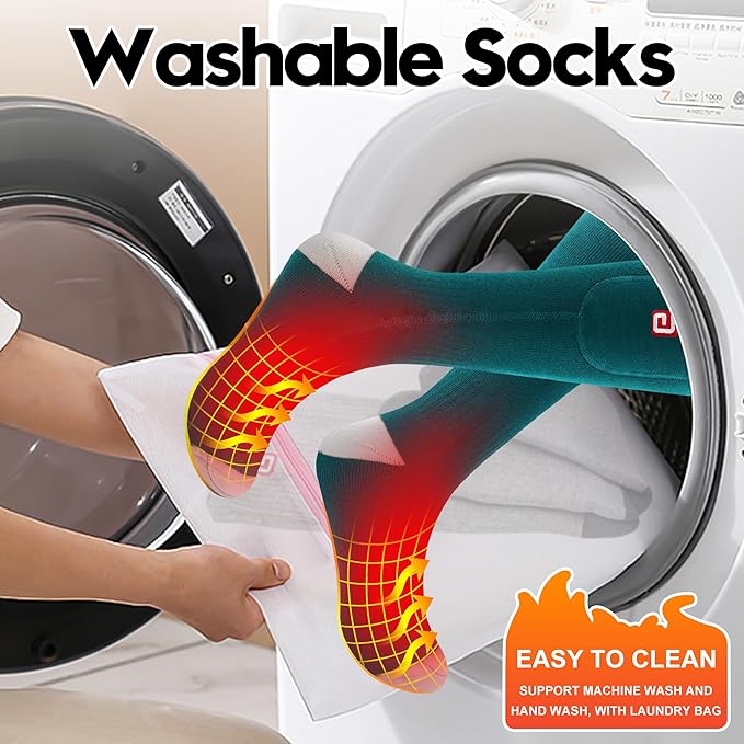 Autocastle Heated Socks, Electric Heated Socks for Men Women, Rechargeable Battery Heating Socks, Winter Warm Thermal Socks, Washable Unisex Foot Warmers for Hunting Camping Skiing Hiking Outdoors