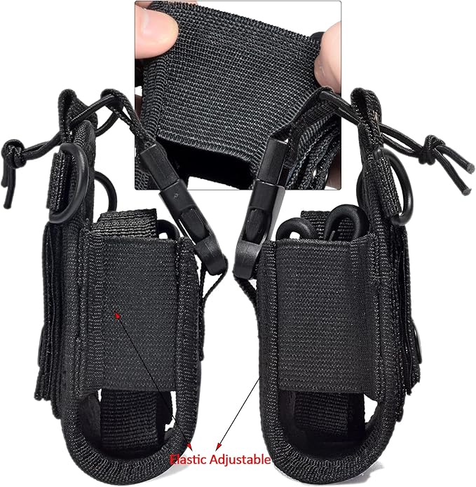 HYS Radio Holster with Strap, Walkie Talkie Pouch Nylon Case Holder, Shoulder Strap fits for GPS Radio, Motorola GP88S baofeng UV82 Midland Icom Two Way Radio