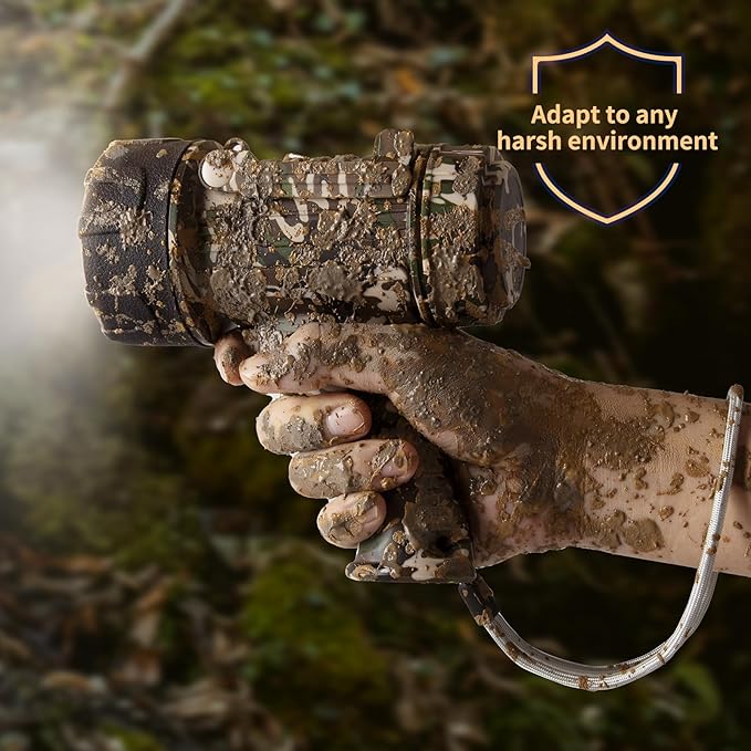 BUYSIGHT Rechargeable Spotlight Flashlight, Hand held Spotlight 2000 lumens Waterproof Flashlight Hunting Lamp with red Filter (Camouflage Green)