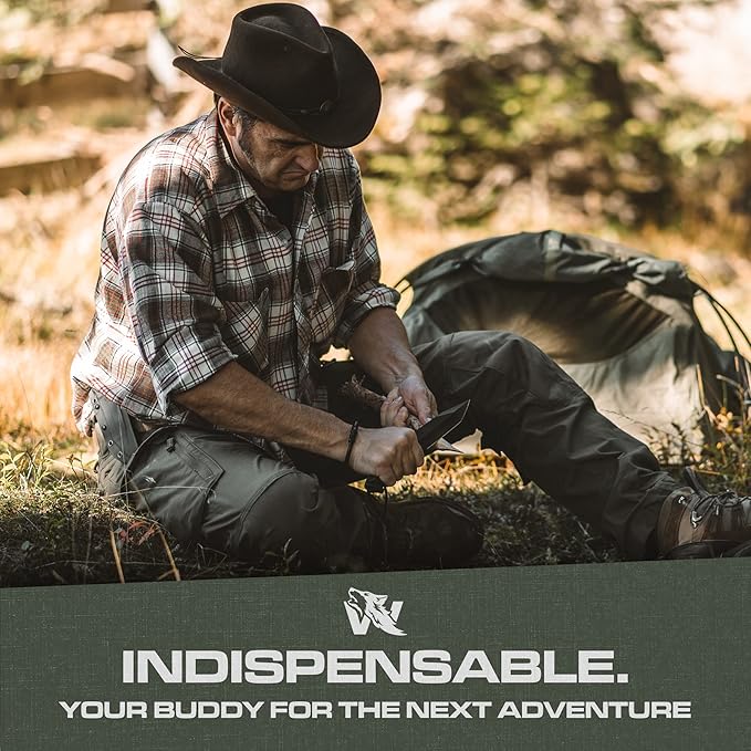WOLF-I Full Tang Survival Knife with Sheath - Stylish Tactical Fixed Blade Knife - Made of 440C Steel - Bushcraft and Camping Knife Survival - Perfect EDC Outdoor Knife with TPE Handle