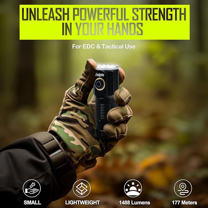 LED Small Flashlights Powerful, Rechargeable Pocket Flashlight, IP54 Mini Flashlights High Lumens EDC Flashlight with 5 Modes for Outdoor, Home, Emergency,Camping, Working (1 Piece)
