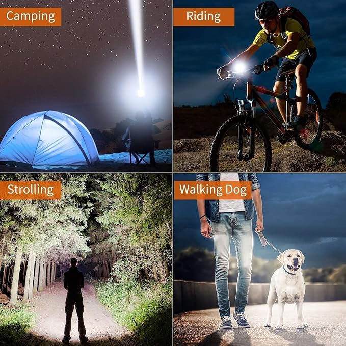 wowlite Flashlight Rechargeable, Super Bright Pocket LED Flashlights with Adjustable Brightness, Zoomable High Lumens Small Flash Light, Long Lasting for Outdoor Camping Home Emergency (Red)
