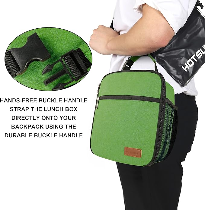 Femuar Lunch Box for Men Women Adults Small Lunch Bag for Office Work Picnic - Reusable Portable Lunchbox, Dark Green