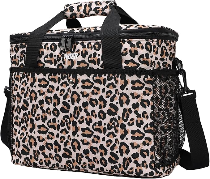 MIER 18L Large Soft Cooler Insulated Picnic Bag for Grocery, Camping, Car, Leopard