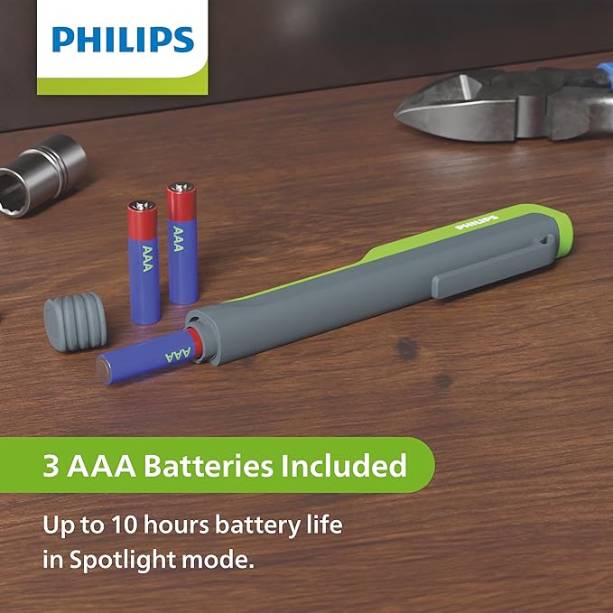 Philips Xperion 3000 Pen eco, 90 Lumen Professional Penlight with Pocket Clip for Mechanics, Construction, Camping, Outdoor Use