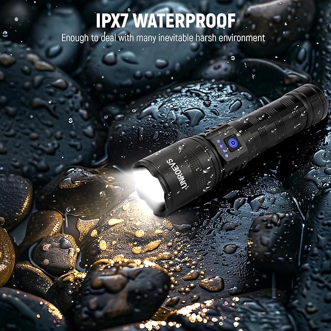 Rechargeable Flashlights High Lumens, High Power LED Flashlights with 5 Modes &Zoomable,3000lm Super Bright Multifunctional Flashlight, Handheld Flash Light for Emergencies, Camping