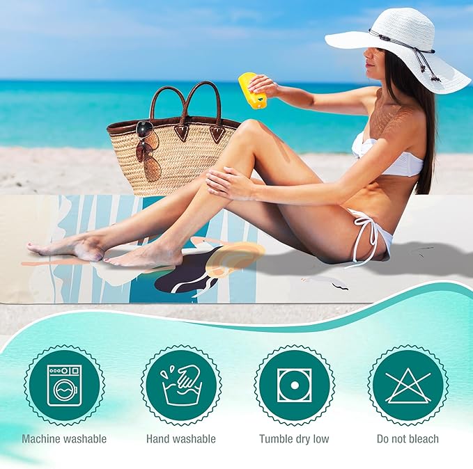 HYSEAS Lightweight Ultra-Thin Beach Towel, Oversized 78"X35" for Adult - Sand Free, Quick Dry, Perfect for Swimming, Beach, Yoga, Travel, Camping, Essential Beach Accessory & Vacation Gift, Beach Girl