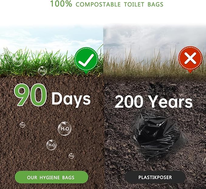 25/50 Pieces Portable Toilet Bags - Thickened Camping Toilet Bags 8 Gallon Compostable Camping Toilet Bags Portable Potty Bags for Outdoor Camping(2 * 25)