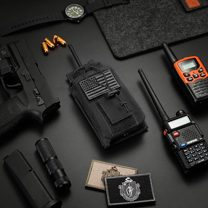 FRTKK Tactical Radio Holder Radio Holster Molle Radio Pouch Universal Radio Case Military Heavy Duty Radio Bag for Police Firefighter Two Ways Walkie Talkies Vest