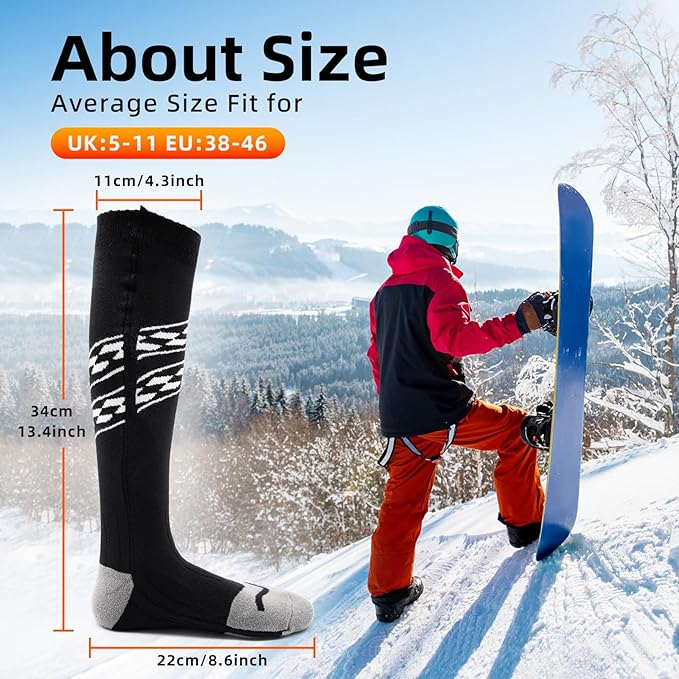 Heated Socks for Men Women, Rechargeable 5000mAh Battery Electric Heated Socks Washable Winter Socks for Foot Warmer Skiing Camping Hiking