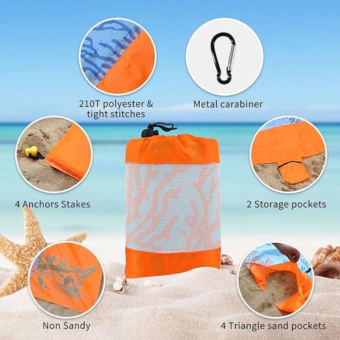 NewDoar Beach Blanket Sandproof Extra Large for 1-3 Adults / 1-8 Adults Sand Free Beach Mat Picnic Blanket Waterproof Oversized Lightweight Picnic Mat for Camping Hiking Beach Travel-/1-3person