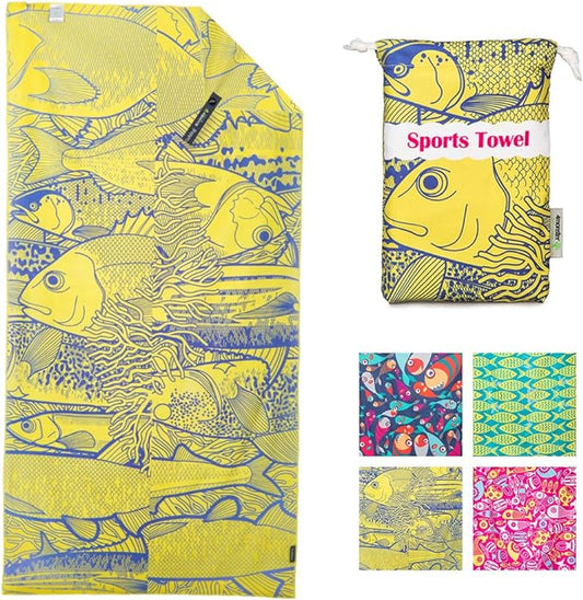 4Monster Microfiber Beach Towel Quick Dry,Super Absorbent Lightweight Travel Towel for Swimmers, Sand Free Camping Towel, Beach Towels for Pool, Swim, Water Sports,Yoga,Gym,Backpacking