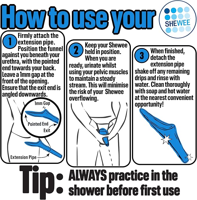 SHEWEE Extreme Female Urinal – UK Made Reusable Pee Funnel, Travel Essential Camping Accessories Festival Essential, Stand to Pee Female Urination Device