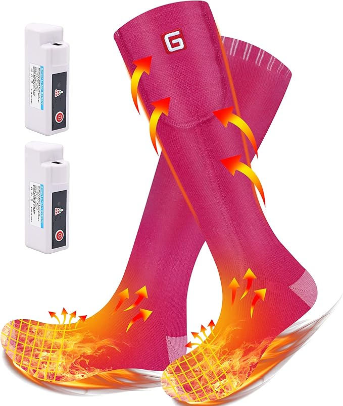 Autocastle Heated Socks, Electric Heated Socks for Men Women, Rechargeable Battery Heating Socks, Winter Warm Thermal Socks, Washable Unisex Foot Warmers for Hunting Camping Skiing Hiking Outdoors