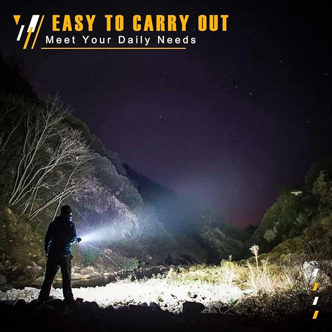 Flashlights High Lumens Rechargeable, 1000,000LM LED Rechargeable Flashlights, IP68 Waterproof Linterna Recargable, 10000mAh Long Lasting Flashlights for Home, Camping, Boat, Farm Use.(Gold)