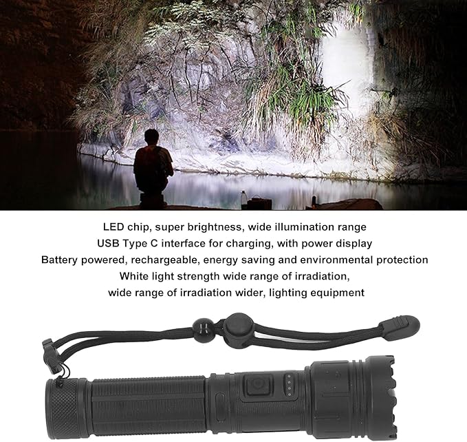 Rechargeable Flashlights High Lumens,Super Bright Tactical Flashlight, Portable Small Zoom Led Flashlight 1500m Range Super Bright Flashlight Aluminum with 3 Lighting Modes