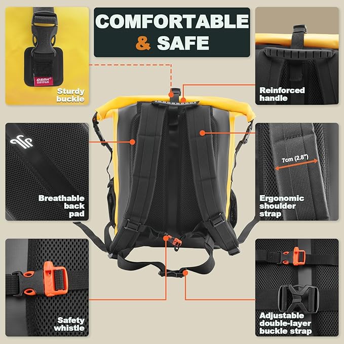 Waterproof Backpack Dry Bag 35L/55L β Heavy Duty Roll-Top Hiking Backpack for Travel, Kayaking, Boating, Camping, Rafting and Fishing