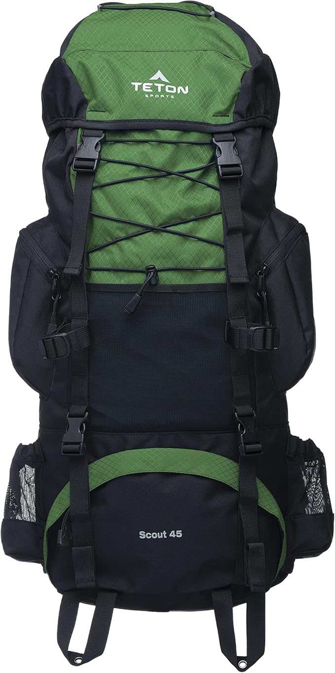 TETON 45L Scout Internal Frame Backpack for Hiking, Camping, Backpacking, Rain Cover Included