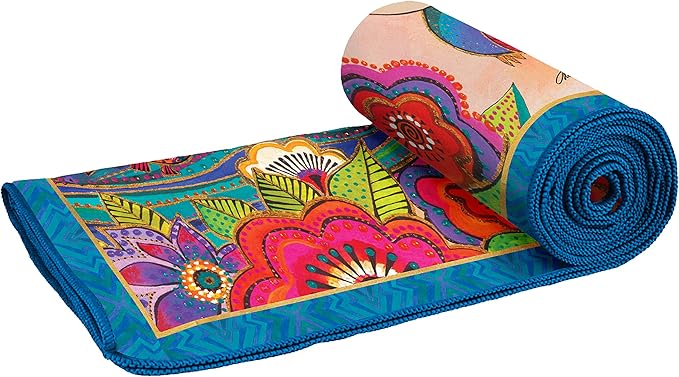 Laurel Burch Mikayla Large Oversized Microfiber Beach Towel - 40x63 Inches, Sand-Free, Quick-Drying, Ultra-Soft, Ideal for Travel, Pool, Yoga, and Camping - Includes Matching Drawstring Travel Pouch