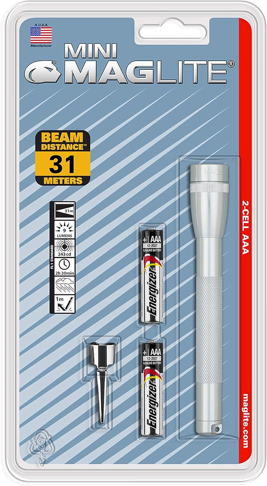 Maglite Mini Incandescent 2-Cell AAA Flashlight, Silver