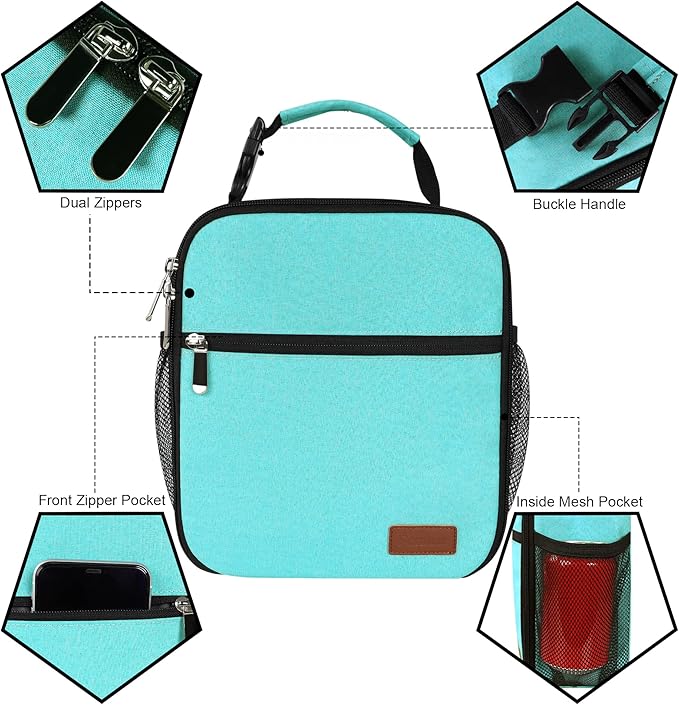 Femuar Lunch Box for Men Women Adults Small Lunch Bag for Office Work Picnic - Reusable Portable Lunchbox, Light Blue