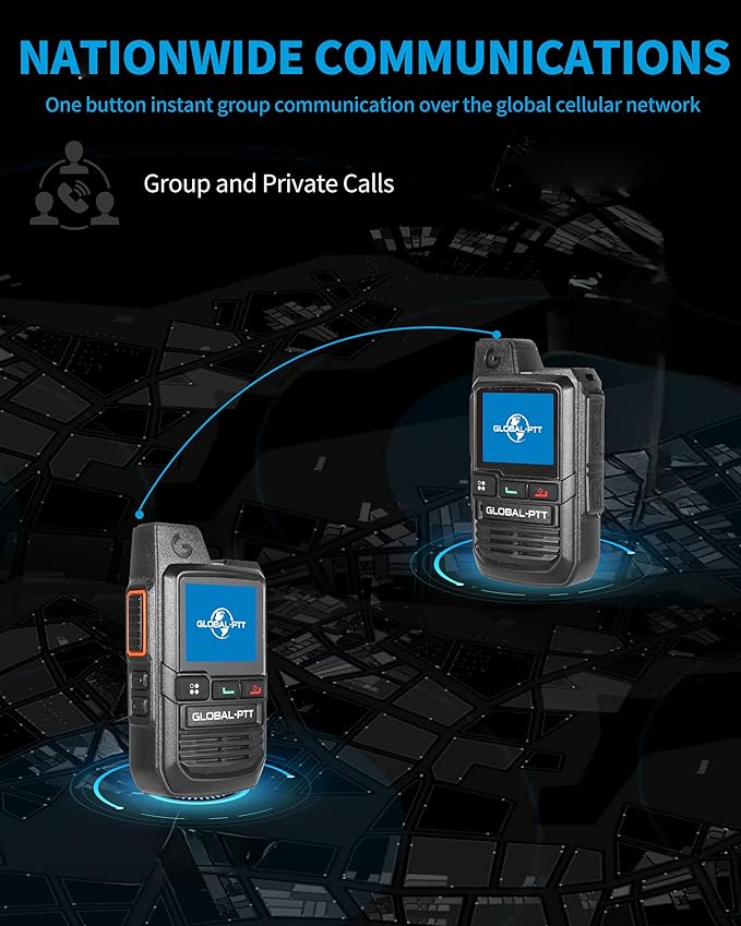 2-Pack Global Walkie Talkies with Sim Cards - Handheld PoC Two Way Radios Unlimited Range - Rechargeable PTT Push to Talk Over Cellular Radio Long Range (G0)
