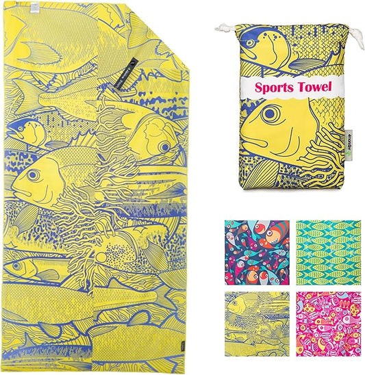 4Monster Microfiber Beach Towel Quick Dry,Super Absorbent Lightweight Travel Towel for Swimmers, Sand Free Camping Towel, Beach Towels for Pool, Swim, Water Sports,Yoga,Gym,Backpacking
