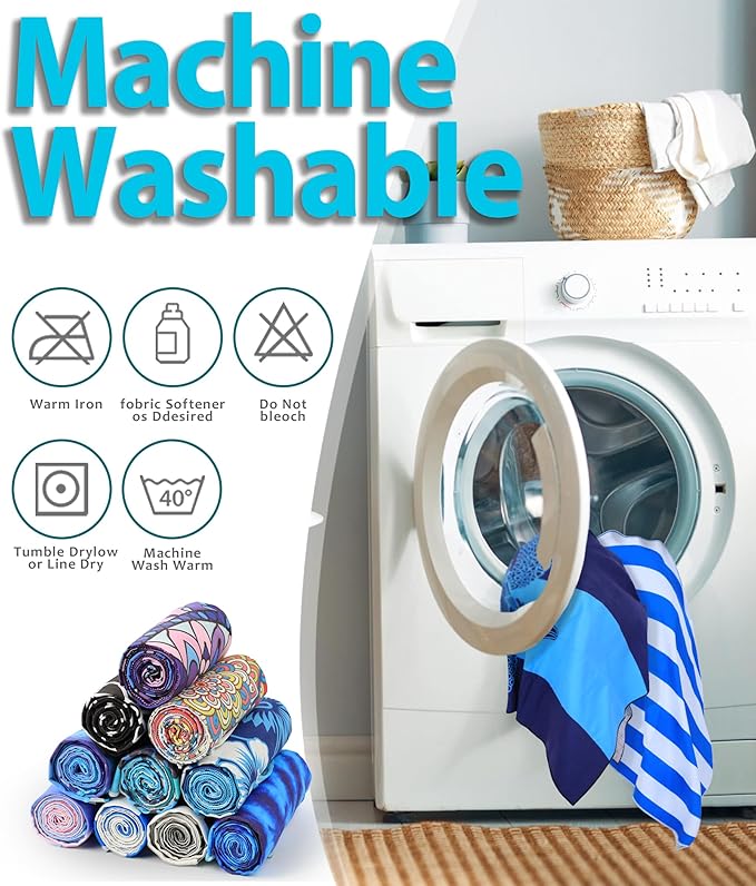 Microfiber Beach Towel–Quick Dry Lightweight Sand Free Oversized Large Towel Accessories Travel Must Swim Pool Yoga Camping Summer Cruise Ship Essentials Compact Sandproof Gift Mandala Sunset(71" 32")