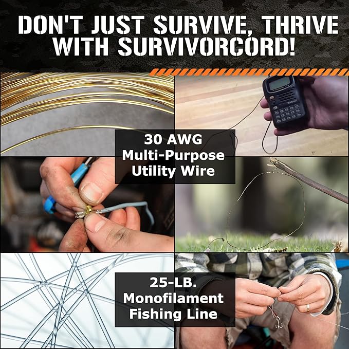 TITAN Survival Patented Paracord 550 - 25ft, 100ft, 500ft & Color Options - 620LB Strength Survival Paracord Military Spec with 3 Strands - Heavy Duty Hank Cord for Camping & Outdoors with Firestarter