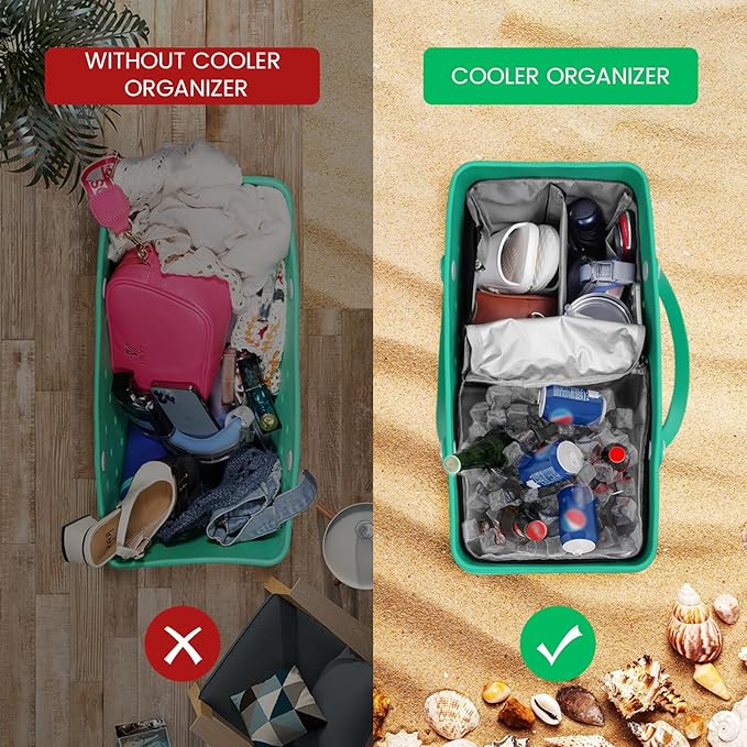 Cooler Organizer for Bogg Bag Accessories for Bogg Bags X Large Original Polyester Ice Chest with Divider Tray Portable Floating Cooler Leak-Proof with Zipper