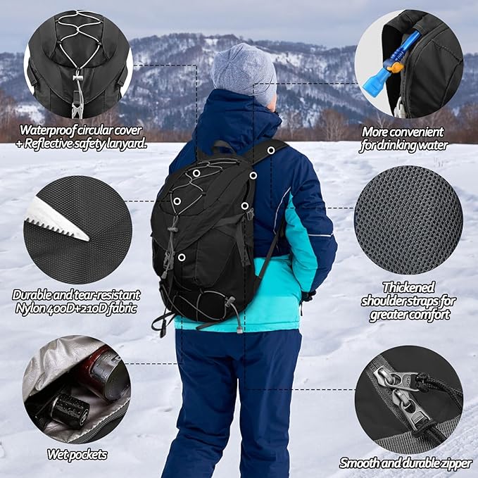Seektop 20L Waterproof Hiking Backpack - Lightweight Daypack with 8 Pockets & Wet-Dry Compartment for Outdoor Adventures