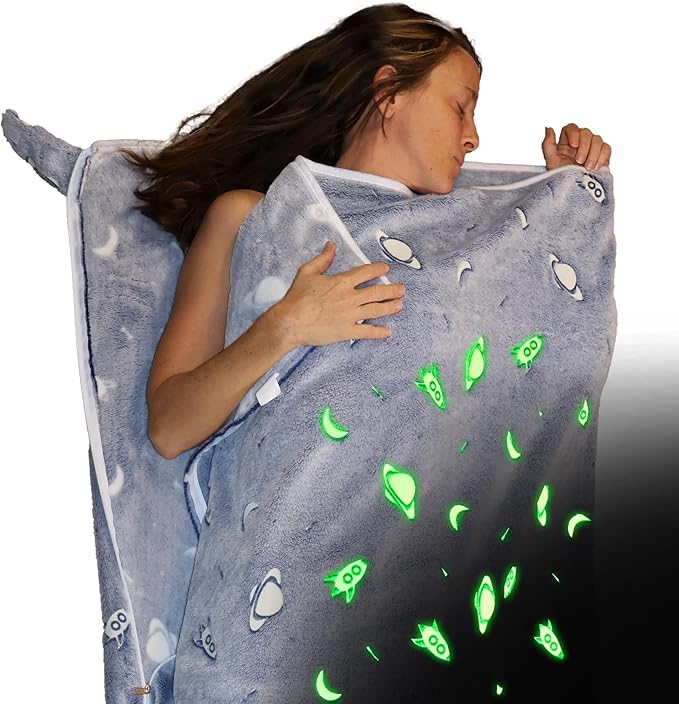 Fleece Sleeping Bag Liner Cold Weather-Glow In The Dark with UV Flashlight-Camping sleeping bag Liner for Cold Weather Sleeping Bag-Travel Sleeping Bag -Compact Sleeping Bag Or Ultralight Sleeping Bag
