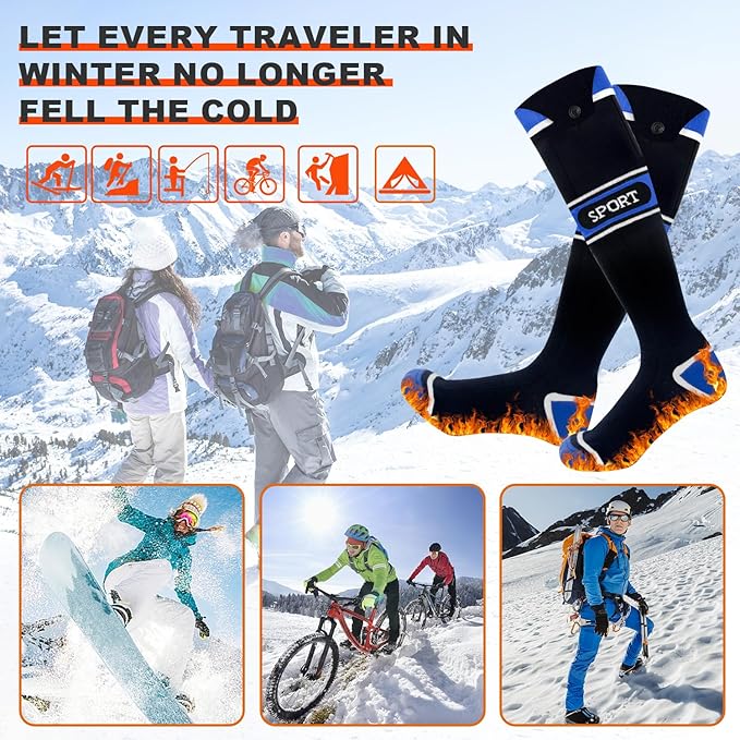 Heated Socks for Men Women,5000mAh Rechargeable Foot Warmer Electric Heating Socks with 3 Heating Settings & App Remote Control Thermal Electric Socks,Warm Socks for Hunting Skiing Camping Hiking