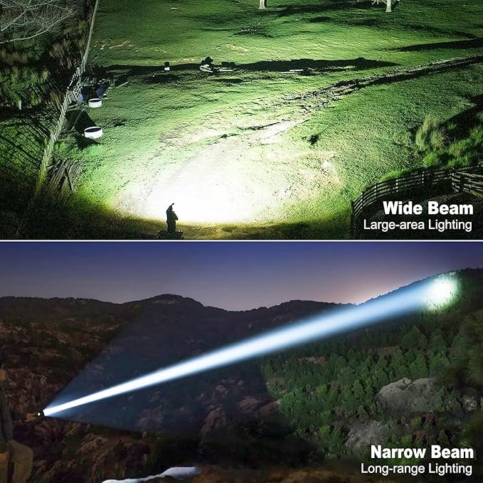 Rechargeable Flashlights High Lumens, 990,000 Lumens Brightest Flashlight, 5 Modes Super Bright Led Flashlight, 12H Running time, Handheld Flashlights for Home/Camping, Flash Light IPX6 Waterproof