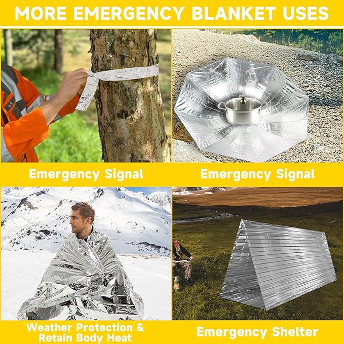 Kovshuiwe Emergency Mylar Thermal Blankets,4/10/30-Pack Space Blanket Survival kit Camping Blanket,Thermal Blankets Survival,Emergency Blankets Perfect for Outdoors,Hiking,Survival,Bug Out Bag