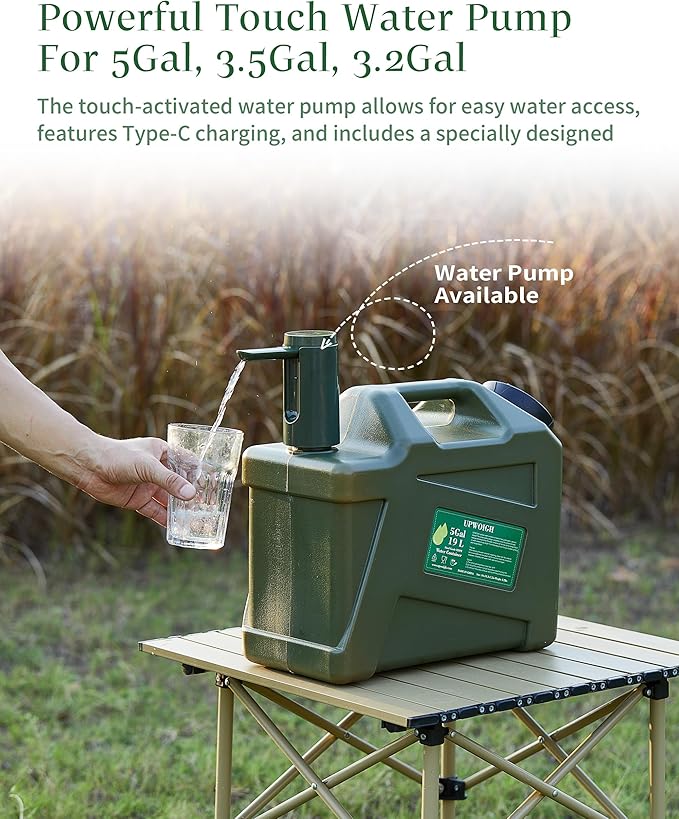 5 Gallon Water Jug, Camping Water Containers, Truly No Leakage Water Tank, Large Military Green Water Storage,BPA Free Portable Emergency Overlanding Gear for Outdoors&Hiking